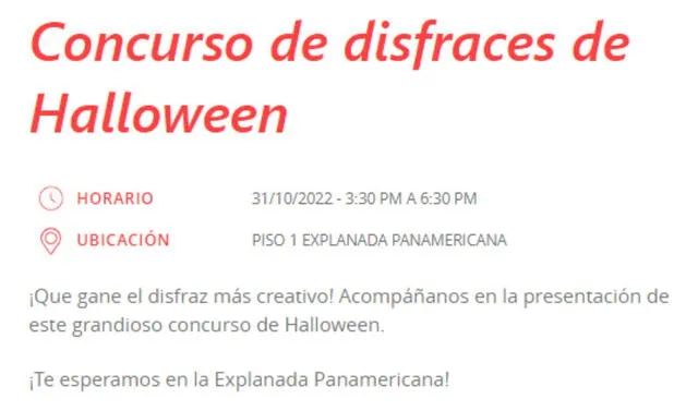 Plaza Norte presentará un divertido concurso de disfraces por Halloween.