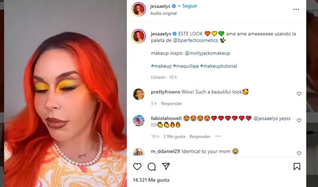 Jesaaelys publica tutoriales de maquillaje en su cuenta de Instagram obteniendo miles de likes y comentarios.