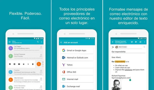 Interfaz de Aqua Mail para Android. (Foto: Play Store)