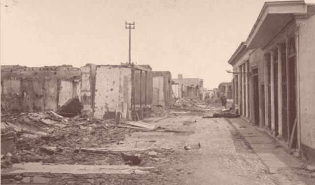 Chorrillos destruida tras la batalla con Chile. Foto: Libro Lima Tomada