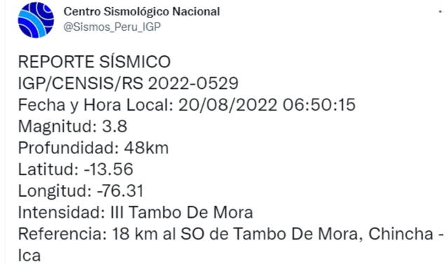 ¿De cuánto fue el último temblor en Ica?