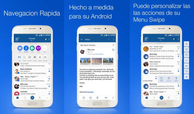 Interfaz de Blue Mail para Android. (Foto: Play Store)