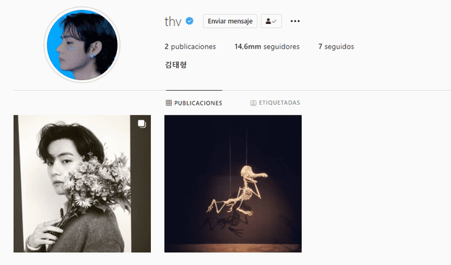 Cuenta personal en Instagram de Taehyung. Foto: captura/Instagram