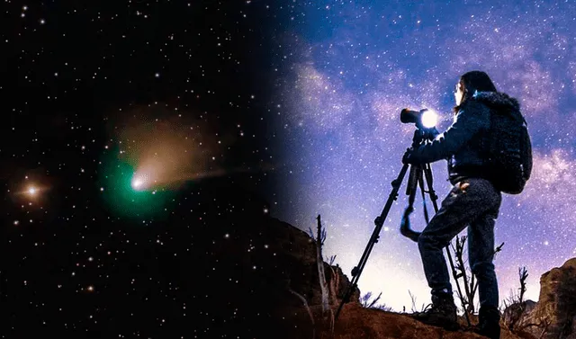  El cometa estaría a 42 millones de kilómetros de la Tierra. Foto: composición de Jazmín Ceras / Neil Wilson / BBC Sky at Night Magazine    