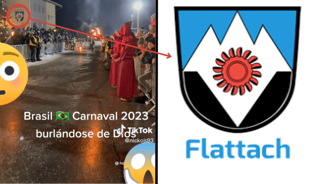  En el video se aprecia el escudo de la municipalidad de Flattach. Foto: composición LR/ captura de Tiktok/ Municipalidad de Flattach    