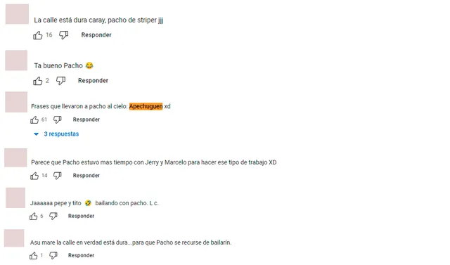  Comentarios de los fans en el video de YouTube de Pacho. Foto: composición LR/captura de YouTube 