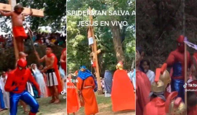TikTok viral | Spiderman se enfrenta a romanos para salvar a Jesús en la  cruz: “Eso no estaba en la Biblia” | Video viral | La República