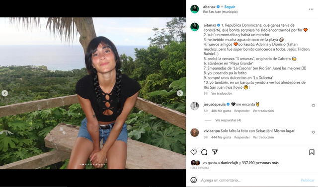Aitana compartió fotografías en el mismo lugar que Sebastián Yatra. Foto: Instagram/Aitana   