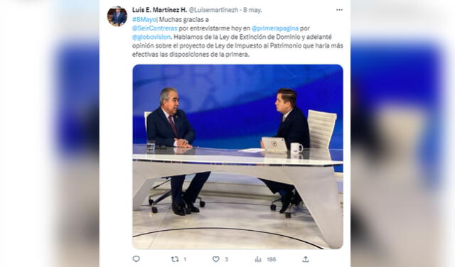 Declaraciones de Martínez H. Foto: captura de Twitter   