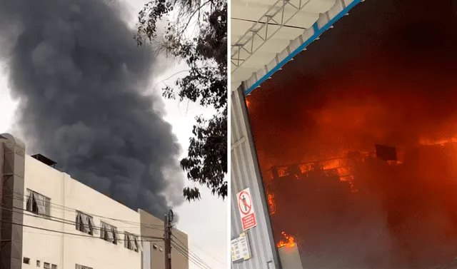 Incendio devora almacén de empresa textil en SJL. Foto: composición La República/difusión   