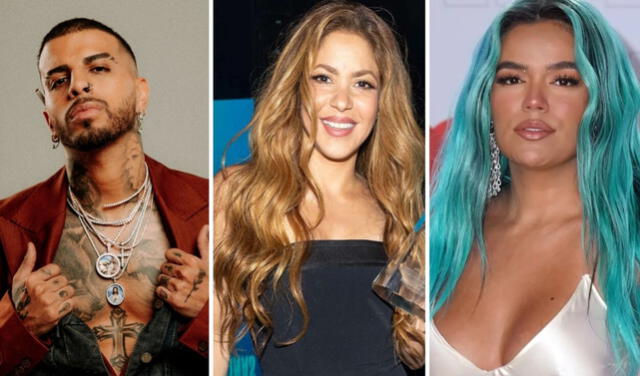  Rauw Alejandro, Shakira, Bad Bunny y Becky G son los más nominados en los Premios Juventud 2023. Foto: composición LR/SonyMusic   
