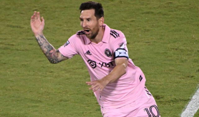 Lionel Messi celebrando un gol con Inter Miami. Foto: EFE   