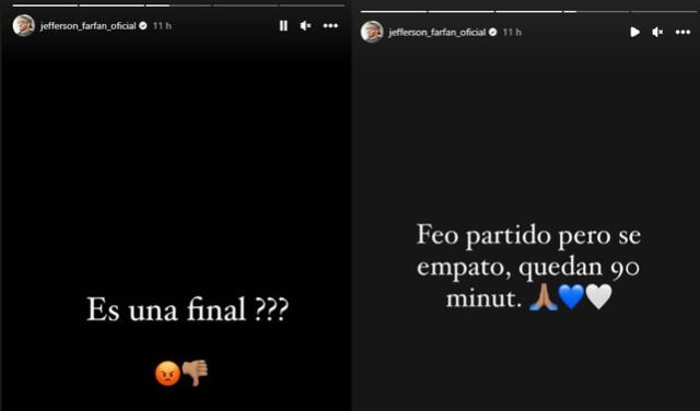  Mensajes de Jefferson Farfán sobre la final de Alianza Lima ante Universitario. Foto: captura Instagram   
