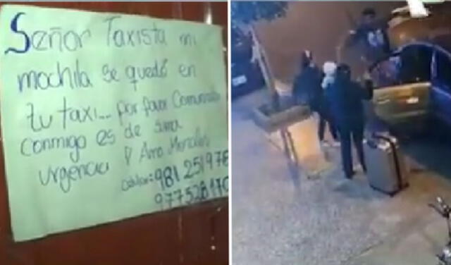 La joven elaboró un cartel donde pide al taxista devolverle su dinero. Foto: composición LR   