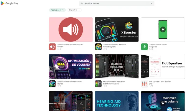  Hay muchas apps para amplificar el volumen de tu celular. Foto: Play Store   