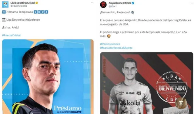 Pronunciamiento sobre Alejandro Duarte. Foto: Sporting Cristal/Liga Deportiva Alajuelense   