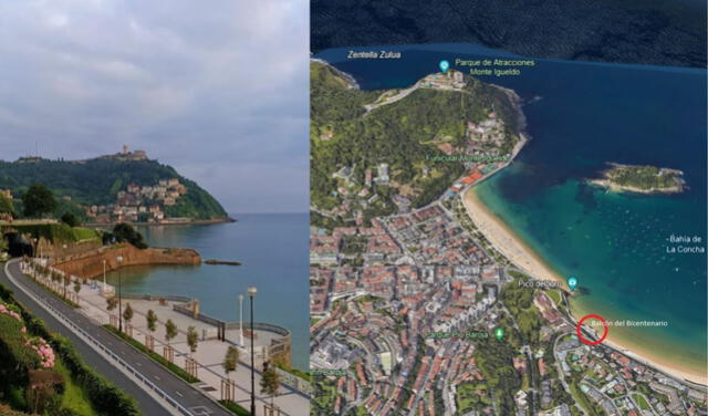 <em> Comparación entre la imagen subida por el usuario (izquierda) y su ubicación en Google Earth (derecha). Foto: captura de Facebook / Google</em>   