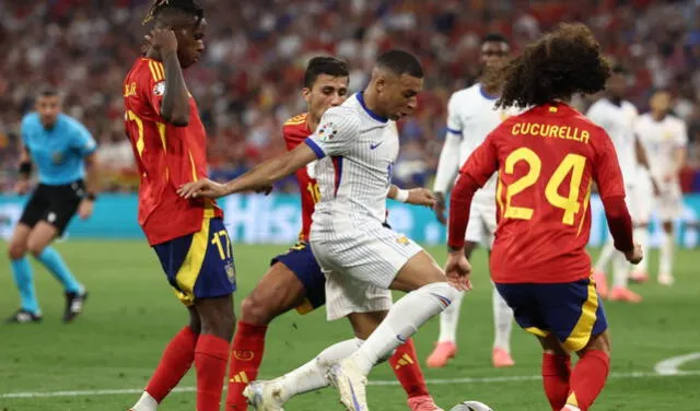 Francia y España protagonizaron un partidazo en la primera semifinal de la Eurocopa 2024. Foto: AFP   