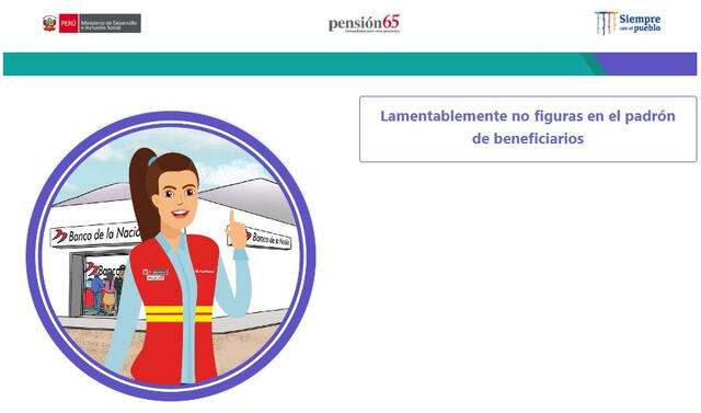 Plataforma oficial de Pensión 65. Foto: captura   