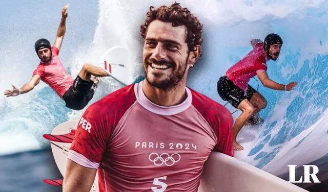 Alonso Correa quedó entre los 4 mejores de surf masculino. Foto: composición de Fabrizio Oviedo/GLR/AFP   