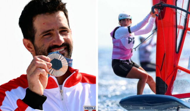  Stefano Peschiera y María Belén Bazo serán los abanderados del team Perú en la ceremonia de clausura de París 2024. Foto: composición LR/AFP   