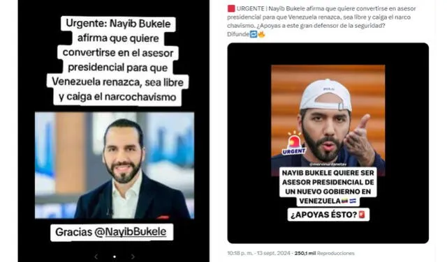 <em> Desinformación sobre Nayib Bukele. Foto: captura de TikTok / X</em>   