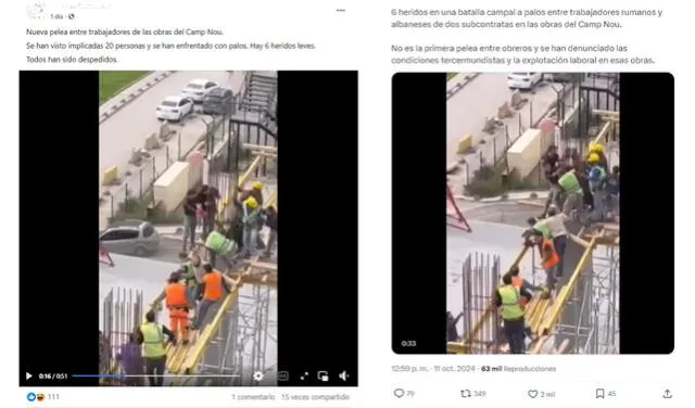 <em> Video viral asociado a las obras de remodelación del Camp Nou. Foto: captura de Facebook / X</em>   