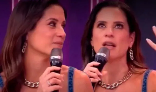  María Pía Copello lloró por la pronta partida de su hijo en 'Mande quien mande'. Foto: Composición LR/Captura/América TV    