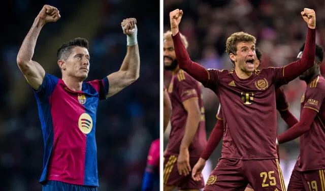  Robert Lewandowski y Thomas Müller fueron compañeros en el club alemán. Foto: composición de LR/FC Barcelona/Bayern Múnich    