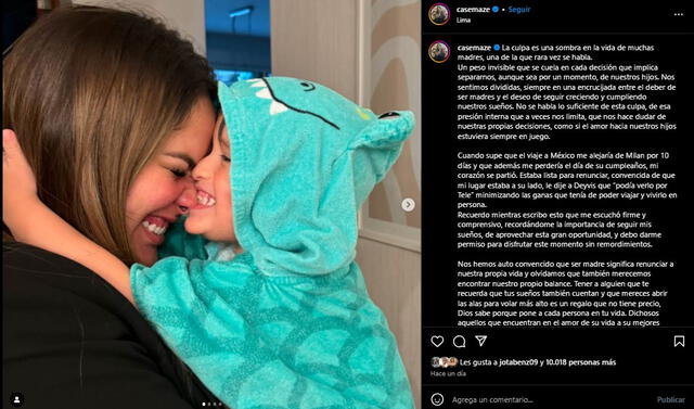  Cassandra Sánchez y su conmovedor mensaje. Foto: Captura Instagram   