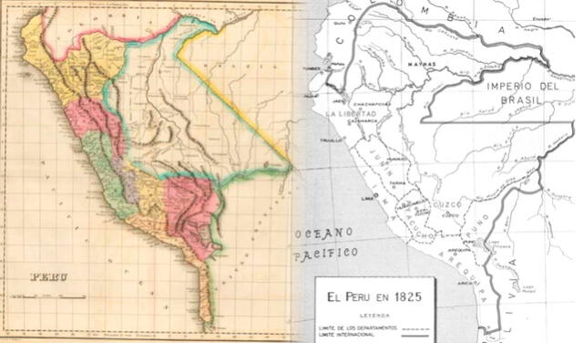  Mapa del Perú de Henry Charles Carey e Isaac Lea (izquierda), mapa de Gustavo Pons Muzzo (derecha). Foto: composición LR / geografiainfinita.com / John James Beraún Chaca.<br><br>  