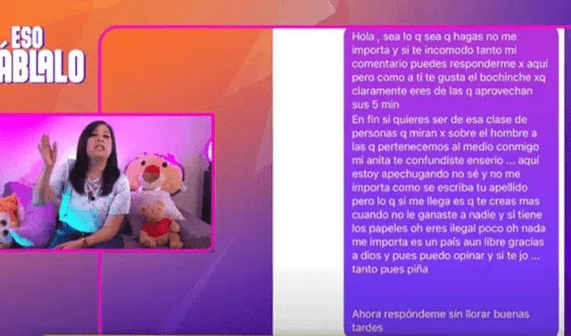  Filtran chats privados entre Grasse Becerra y Ana Siucho. Foto: Eso Háblalo/Instagram   