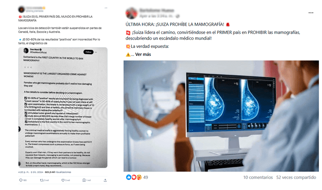<em> Capturas de los posteos desinformativos en X y Facebook.</em>   