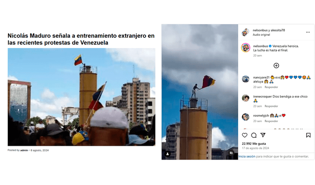 <em> Publicaciones de las manifestaciones en Venezuela en el mes de agosto de 2024. Foto: capturas de pantalla.</em>   