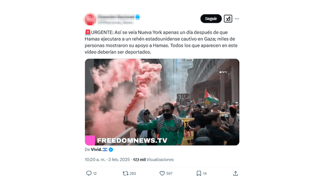 <em> Publicación desinformativa en la red social de X. Foto: captura de pantalla.</em>   