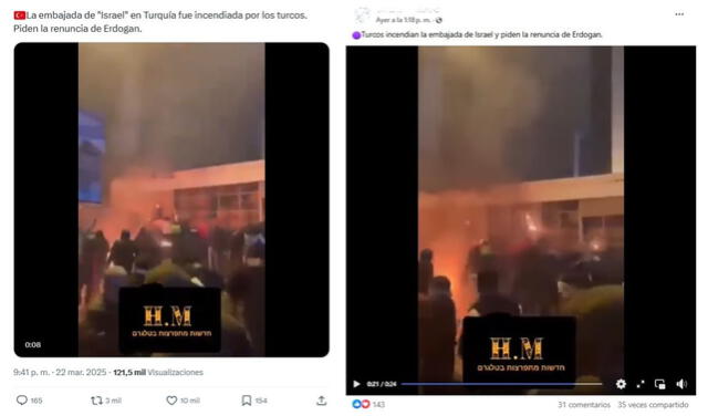 <em>Desinformación sobre las actuales protestas en Turquía. Foto: captura de X / Facebook</em>   