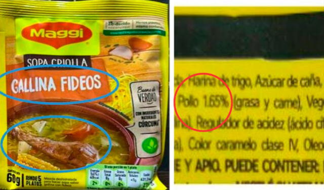 Producto Maggi Sopa Criolla Gallina Fides solo contenía 1.65% de pollo. Foto: composición LR/LPDerecho.<br><br> Producto Maggi Sopa Criolla Gallina Fides solo contenía 1.65% de pollo. Foto: composición LR/LPDerecho.<br><br>
