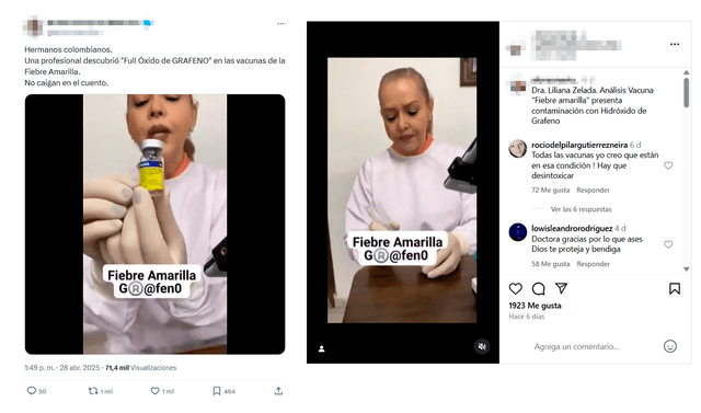 <em> Publicaciones desinformativas por las redes sociales de X e Instagram. Foto: capturas de pantalla.</em>   