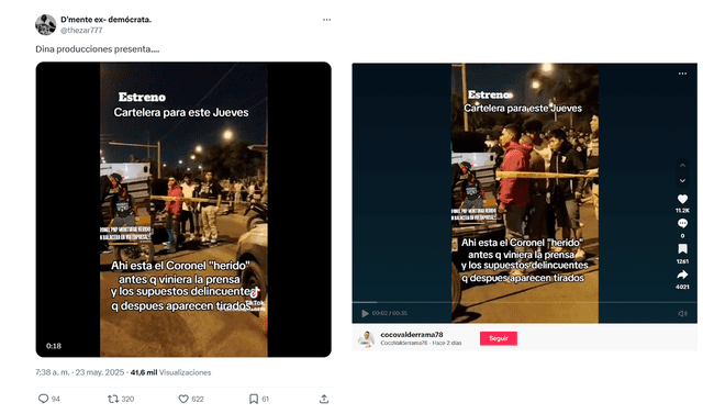 <em> Publicaciones desinformativas por las redes sociales de X y TikTok. Foto: capturas de pantalla.</em>   