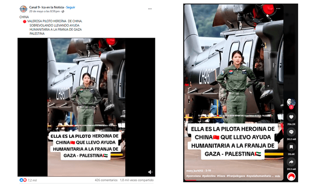 <em> Publicaciones desinformativas difundidas por las redes sociales de Facebook y TikTok. Foto: capturas de pantalla.</em>   