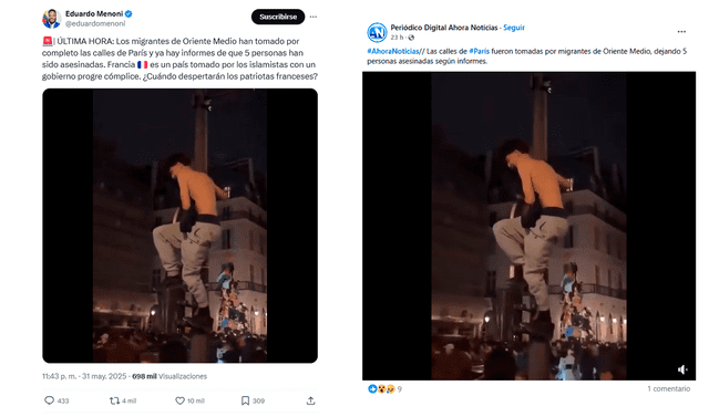 <em> Publicaciones desinformativas por las redes sociales de X y Facebook.</em>   