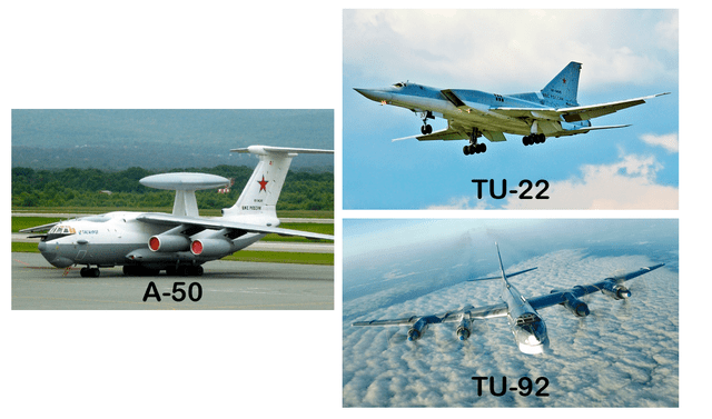 <em> Aviones de combate rusos objetivos del ejército de Ucrania. Foto: capturas de pantalla/composición LR</em>   