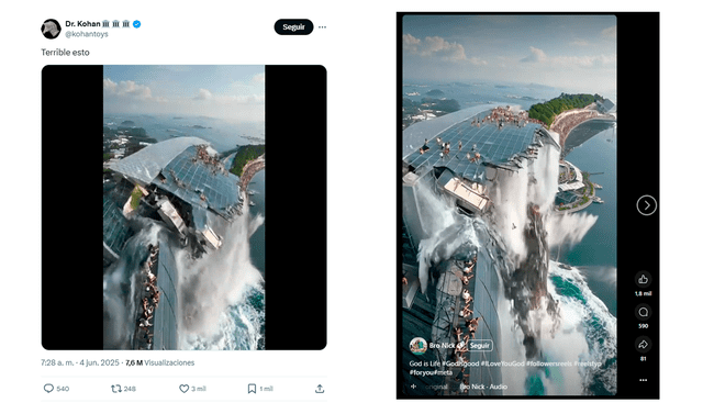 <em> Publicaciones desinformativas por las redes sociales en X y Facebook. Foto: capturas de pantalla</em>   