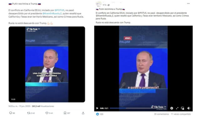 <em>Video viralizado sobre Vladimir Putin. Foto: captura de X / Facebook</em>   