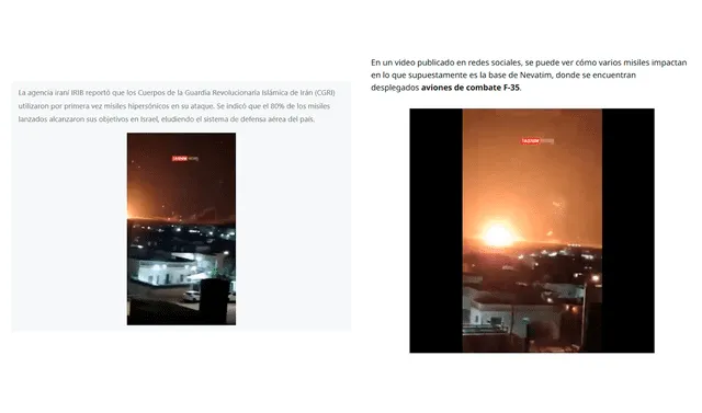 <em> Notas de la CDN y RT sobre el bombardeo iraní en Israel en 2024. Foto: capturas de pantalla.</em> <em> Notas de la CDN y RT sobre el bombardeo iraní en Israel en 2024. Foto: capturas de pantalla.</em>