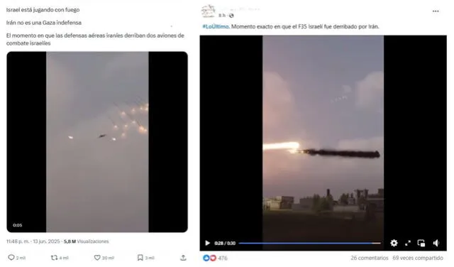 <em>Desinformación sobre el conflicto entre Irán e Israel. Foto: captura de X / Facebook</em> <em>Desinformación sobre el conflicto entre Irán e Israel. Foto: captura de X / Facebook</em>