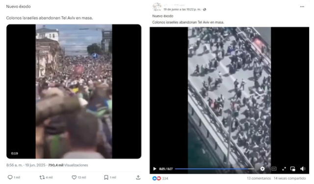 <em>Desinformación sobre la guerra entre Irán e Israel. Foto: captura de X / Facebook</em>   