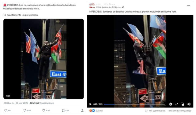 <em>Publicaciones difundidas como un suceso reciente en Nueva York. Foto: captura de X / Facebook</em>   