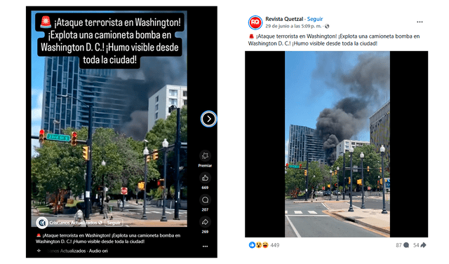 <em> Publicaciones desinformativas por la red social de Facebook. Foto: capturas de pantalla</em>   
