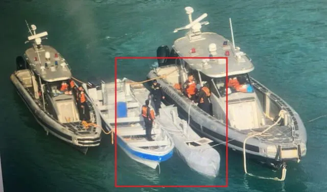 <em>Registro real de la captura del submarino (señalado en rojo). Foto: Armada de Colombia</em>   